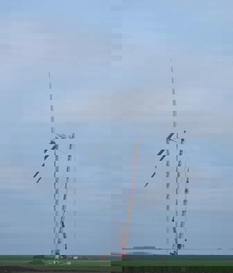 the first wind turbine in the Pecineaga wind farm